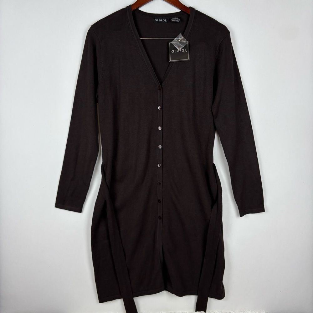 NWT George Button Front Cardigan Dress with Belt